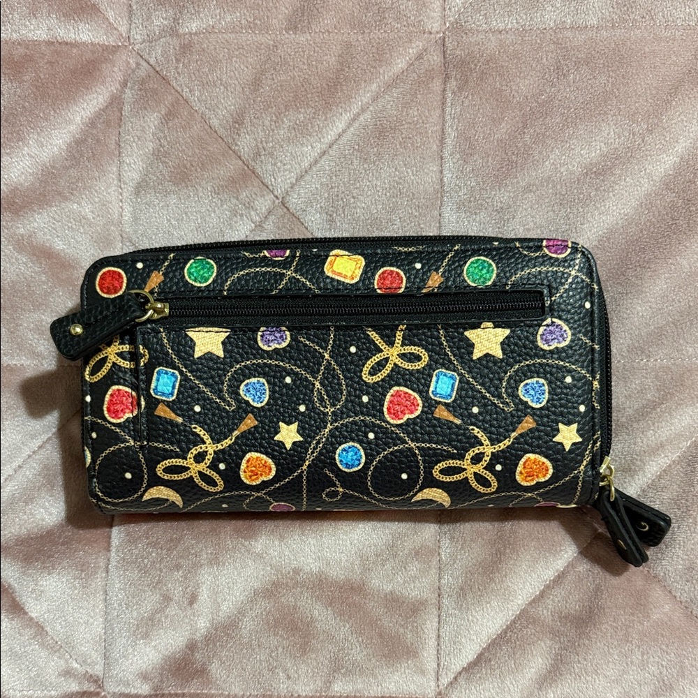 Stone Mountain Black Zip Card Holder with Colorful Gem, Heart & Star Motif - Picture 2 of 4